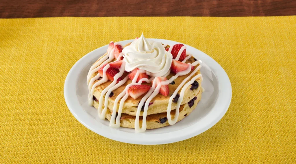 Stack of Red, White and Berry Pancakes